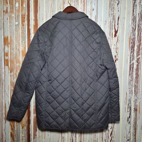 Jos A. Bank Quilted Jacket Gray With Plaid Lining & Pockets Men's Medium - Picture 9 of 10